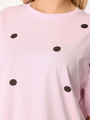 Yours Curve Pink Spot Oversized T-Shirt - Image 4 of 5