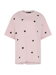 Yours Curve Pink Spot Oversized T-Shirt - Image 5 of 5