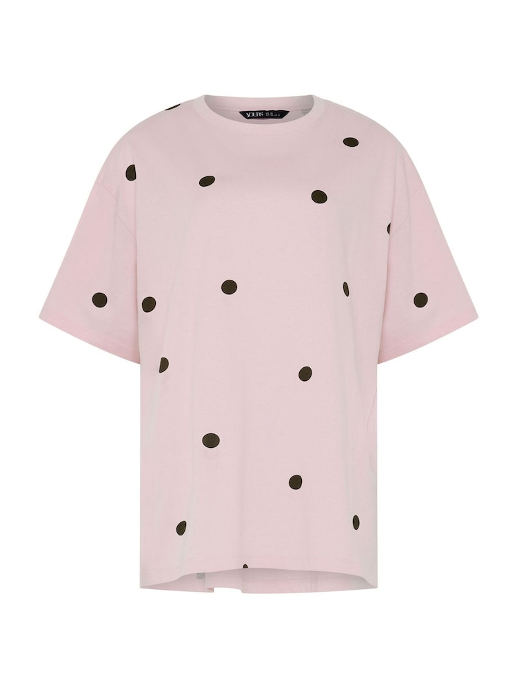 Yours Curve Pink Spot Oversized T-Shirt - Image 5 of 5