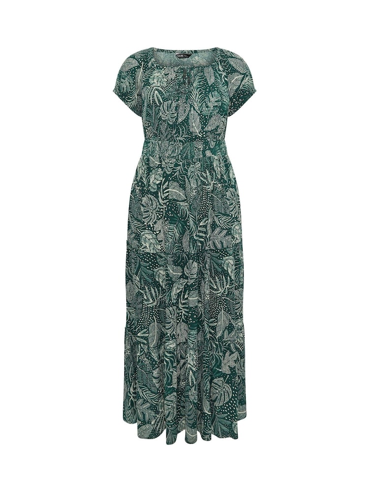 Yours Curve Green Boho Bardot Maxi Dress - Image 6 of 6 Yours Curve Green Boho Bardot Maxi Dress - Image 6 of 6