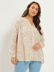 Yours Curve Natural Pleated Back Shirt - Image 1 of 6