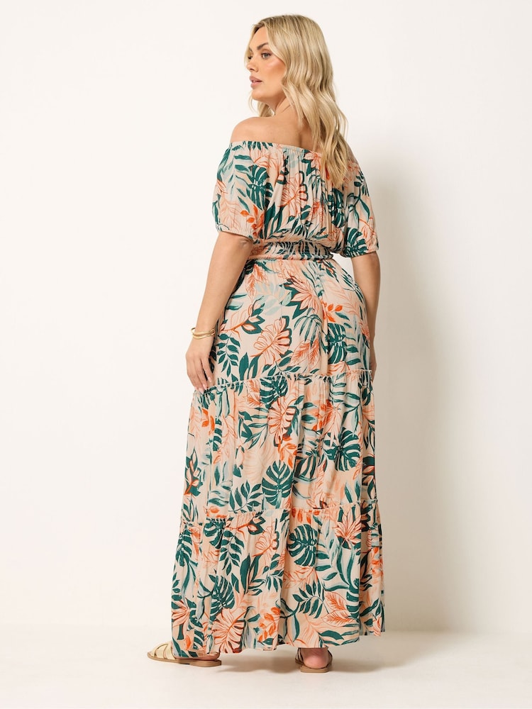 Yours Curve Natural Boho Bardot Maxi Dress - Image 2 of 6 Yours Curve Natural Boho Bardot Maxi Dress - Image 2 of 6