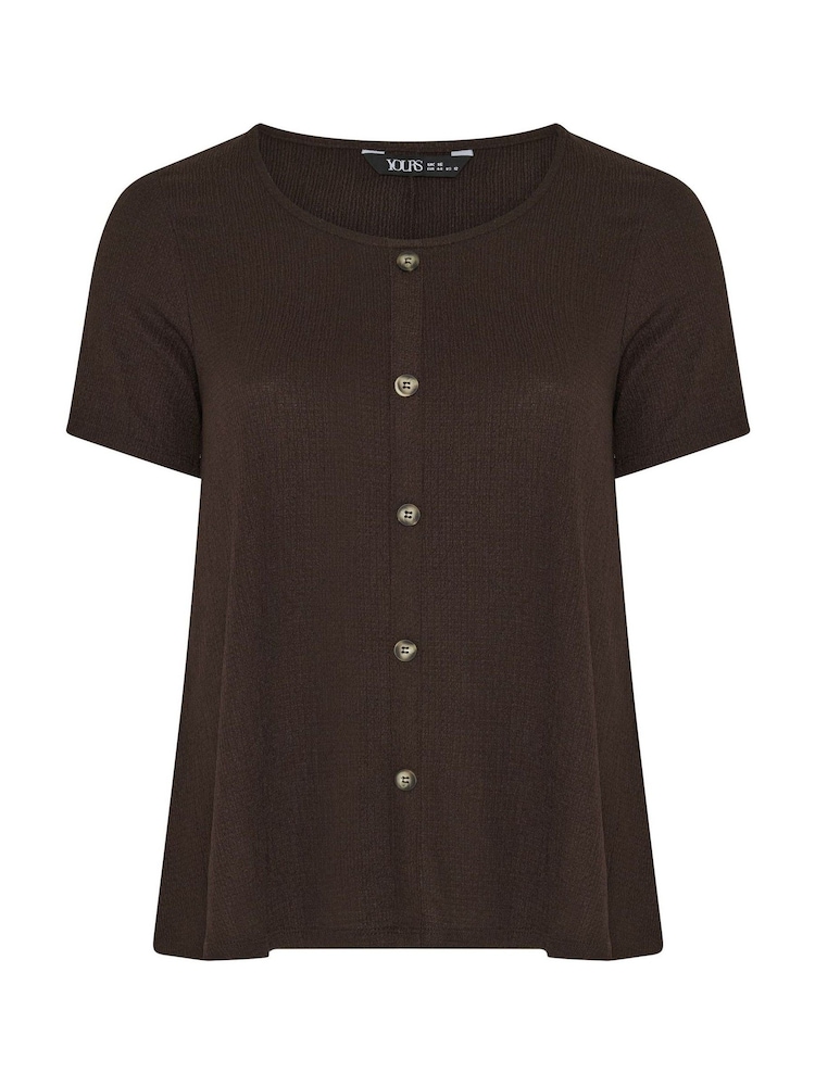 Yours Curve Brown Textured Button Top - Image 5 of 5 Yours Curve Brown Textured Button Top - Image 5 of 5