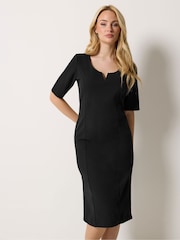 M&Co Black Notch Neck Dress - Image 1 of 5