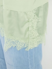 Yours Curve Green Lace Trim T-Shirt - Image 4 of 5