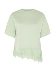 Yours Curve Green Lace Trim T-Shirt - Image 5 of 5