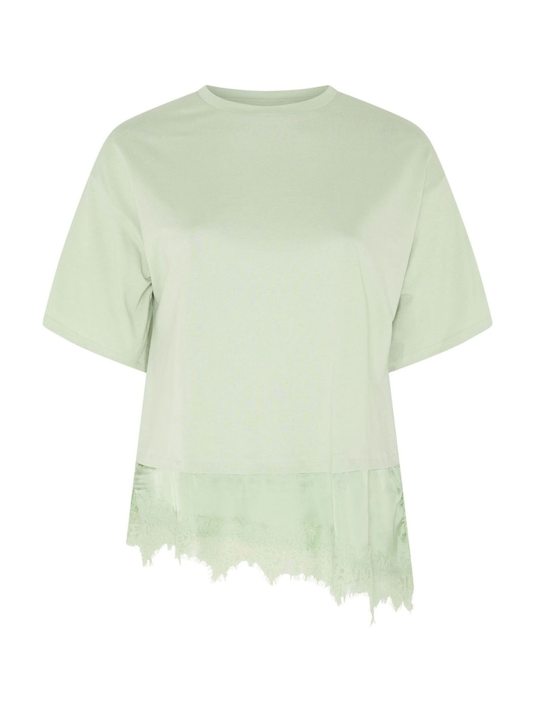 Yours Curve Green Lace Trim T-Shirt - Image 5 of 5