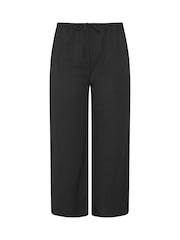 Yours Curve Black Textured Drawstring Trousers - Image 5 of 5