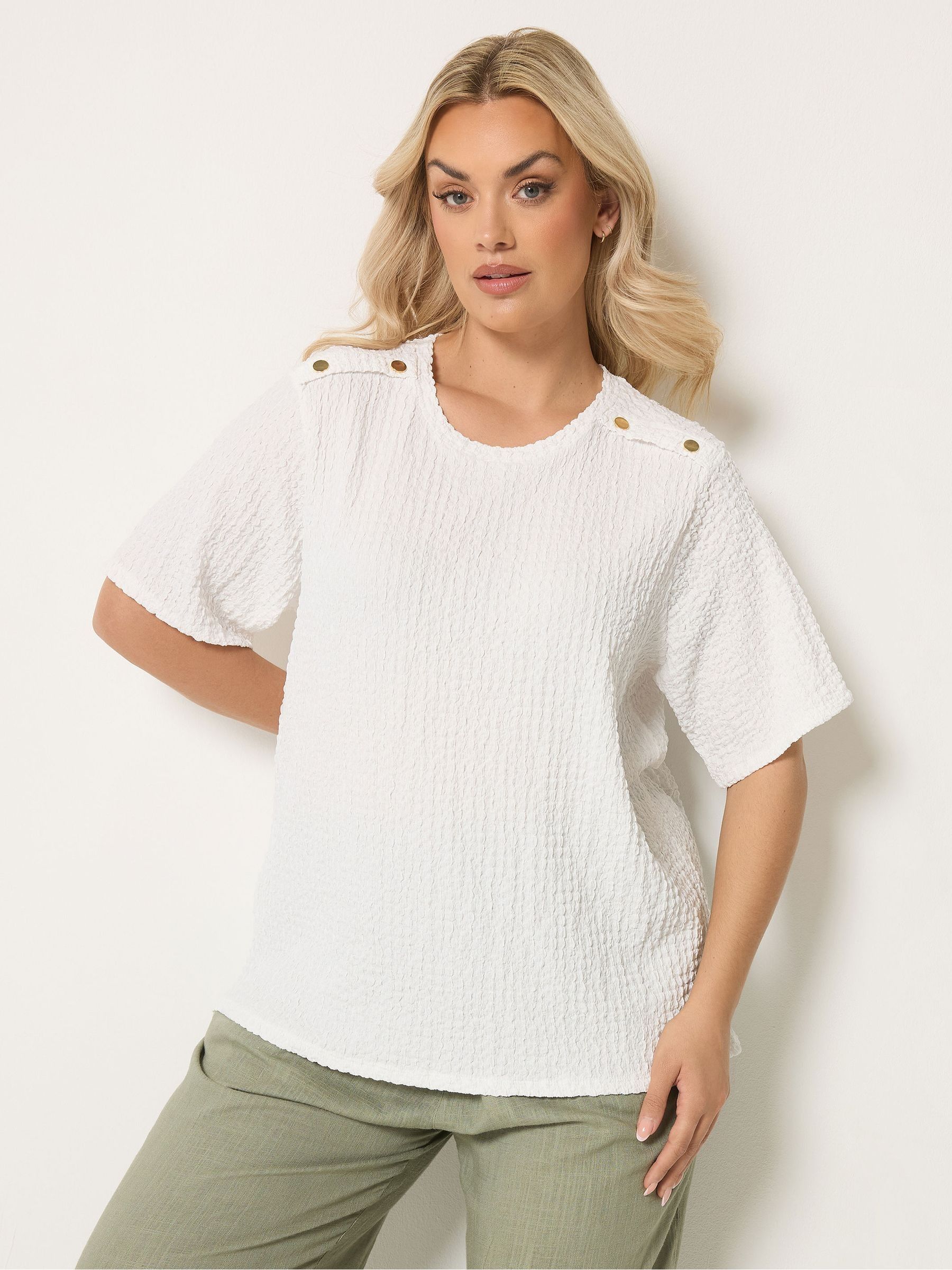 Yours Curve Women's White Bubble Textured Top
