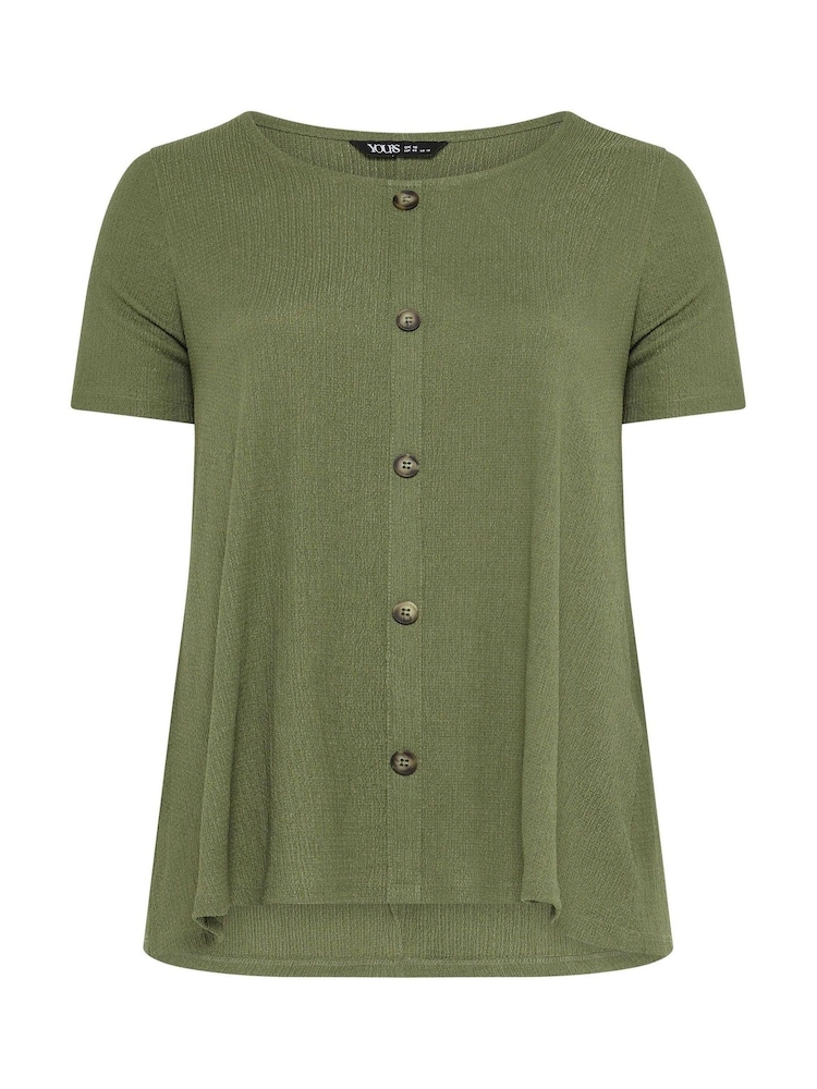 Yours Curve Green Textured Button Top - Image 5 of 5
