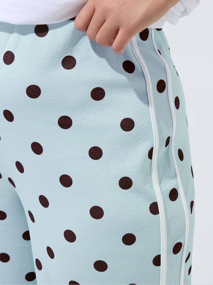 Yours Curve Blue Limited Polka Dot Stripe Trousers - Image 6 of 6 Yours Curve Blue Limited Polka Dot Stripe Trousers - Image 6 of 6