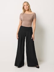 Long Tall Sally Black Palazzo Pleated Trousers - Image 1 of 5
