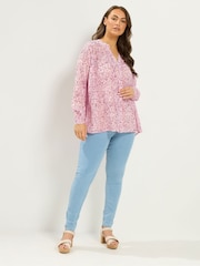 Yours Curve Pink Pleated Back Shirt - Image 2 of 6