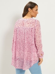 Yours Curve Pink Pleated Back Shirt - Image 3 of 6