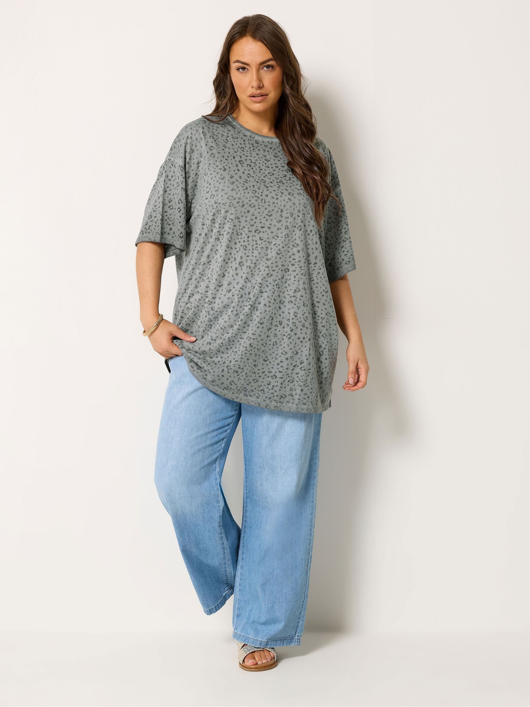 Buy Yours Curve Grey Burnout Animal Oversized T-Shirt from Next USA