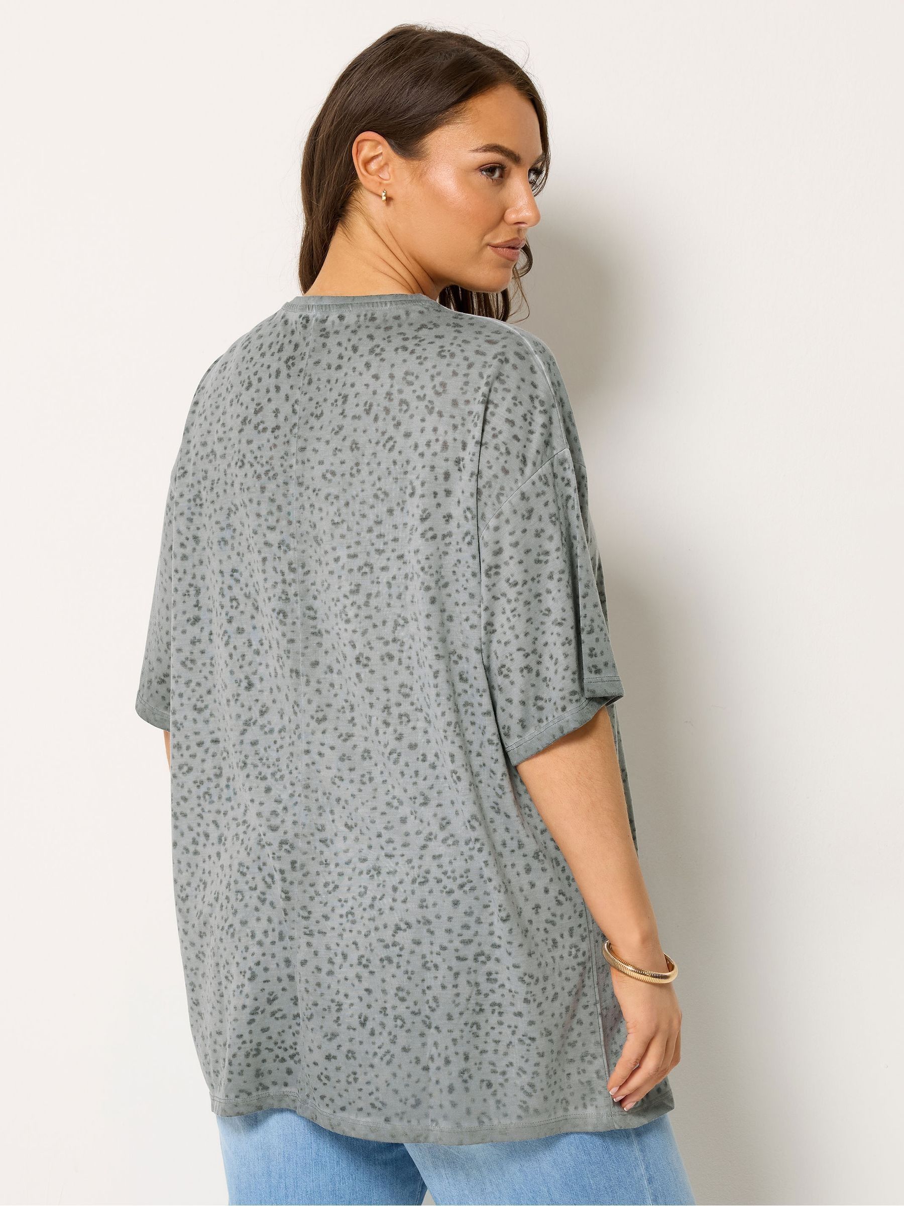 Buy Yours Curve Grey Burnout Animal Oversized T-Shirt from Next USA