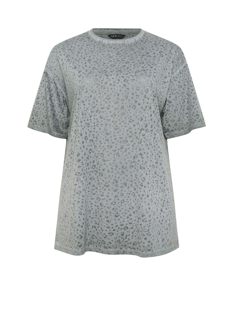 Yours Curve Grey Burnout Animal Oversized T-Shirt - Image 5 of 5