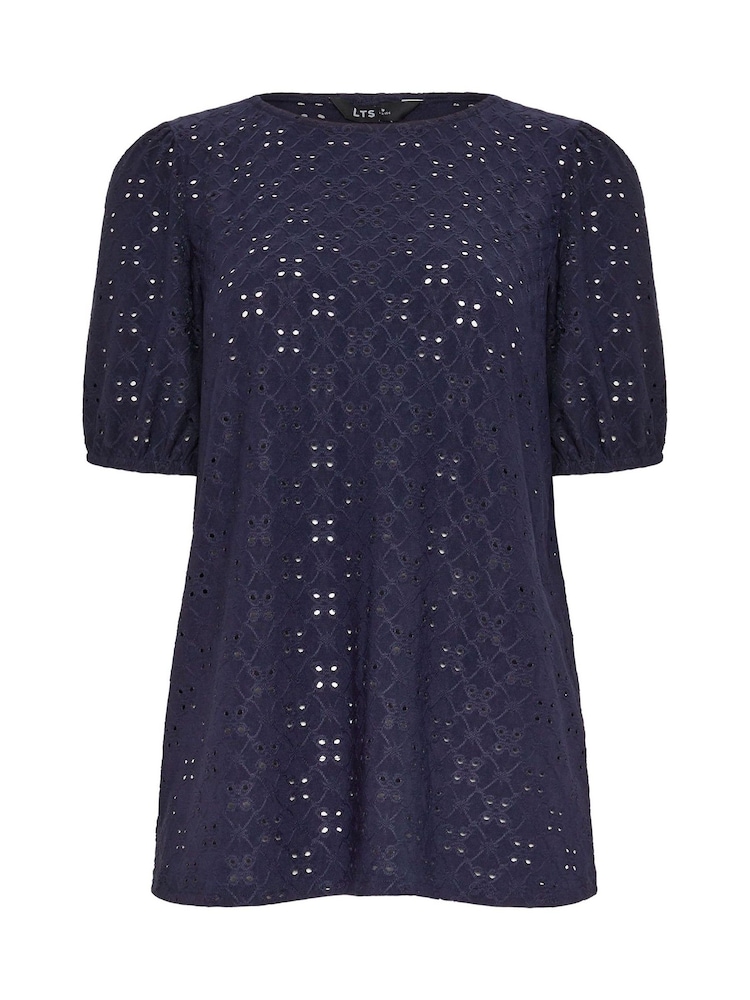 Long Tall Sally Blue Broidery Puff Sleeve T-Shirt - Image 5 of 5 Long Tall Sally Blue Broidery Puff Sleeve T-Shirt - Image 5 of 5