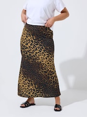Yours Curve Brown Limited Fishtail Skirt - Image 1 of 5
