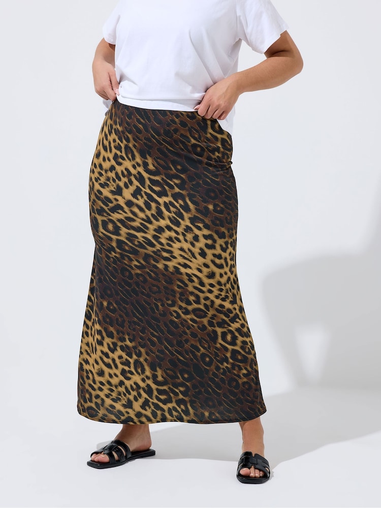 Yours Curve Brown Limited Fishtail Skirt - Image 1 of 5