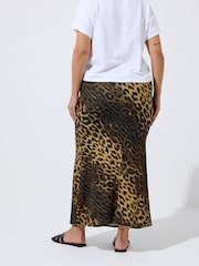 Yours Curve Brown Limited Fishtail Skirt - Image 2 of 5