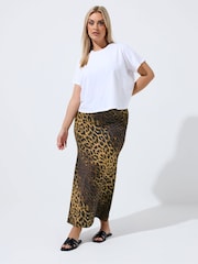 Yours Curve Brown Limited Fishtail Skirt - Image 3 of 5
