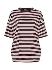 Yours Curve Pink Stripy Boxy T-Shirt - Image 5 of 5