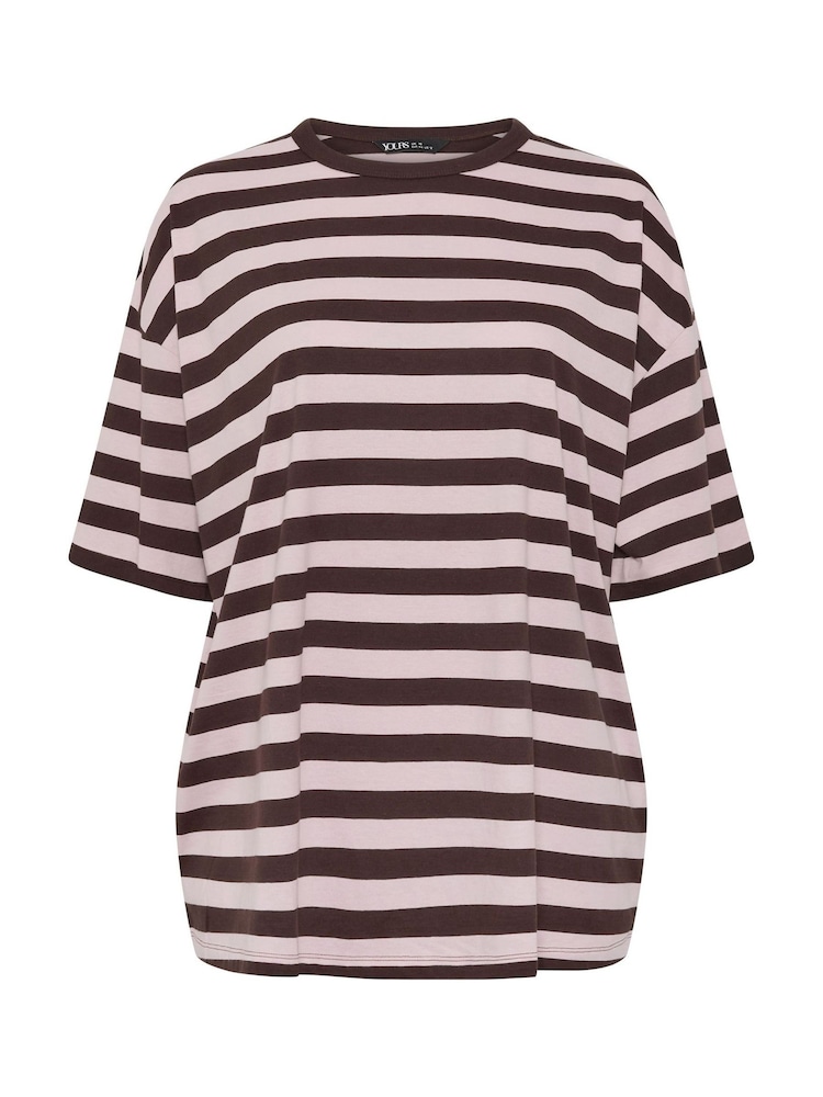 Yours Curve Pink Stripy Boxy T-Shirt - Image 5 of 5