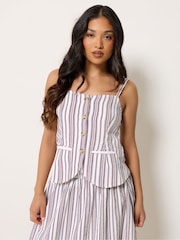 PixieGirl Petite Red Stripe Button Through Cami - Image 1 of 5