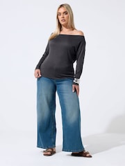 Yours Curve Black Limited Off Shoulder Slouch Top - Image 2 of 5