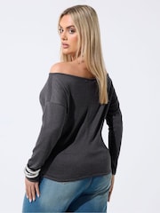 Yours Curve Black Limited Off Shoulder Slouch Top - Image 3 of 5