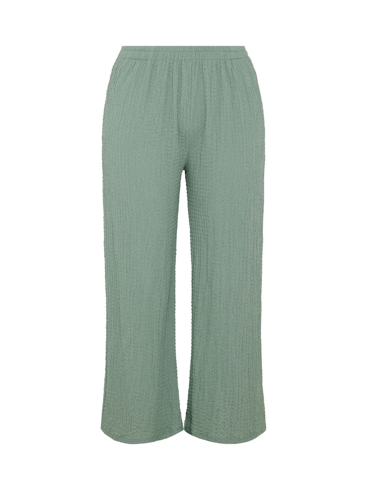 Yours Curve Green Bubble Textured Elastic Trousers - Image 5 of 5 Yours Curve Green Bubble Textured Elastic Trousers - Image 5 of 5