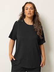 Yours Curve Black Bubble Textured Top - Image 1 of 5