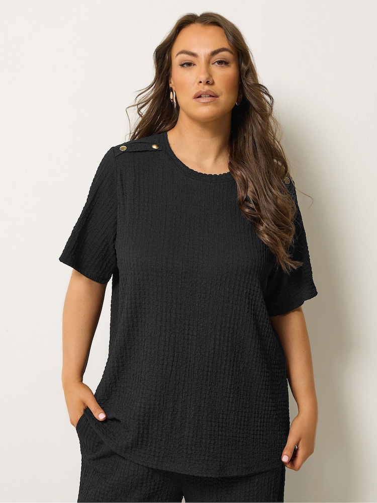 Yours Curve Black Bubble Textured Top - Image 1 of 5