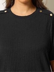 Yours Curve Black Bubble Textured Top - Image 4 of 5