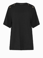 Yours Curve Black Bubble Textured Top - Image 5 of 5