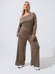 Yours Curve Brown Limited Slouch Trousers - Image 1 of 5
