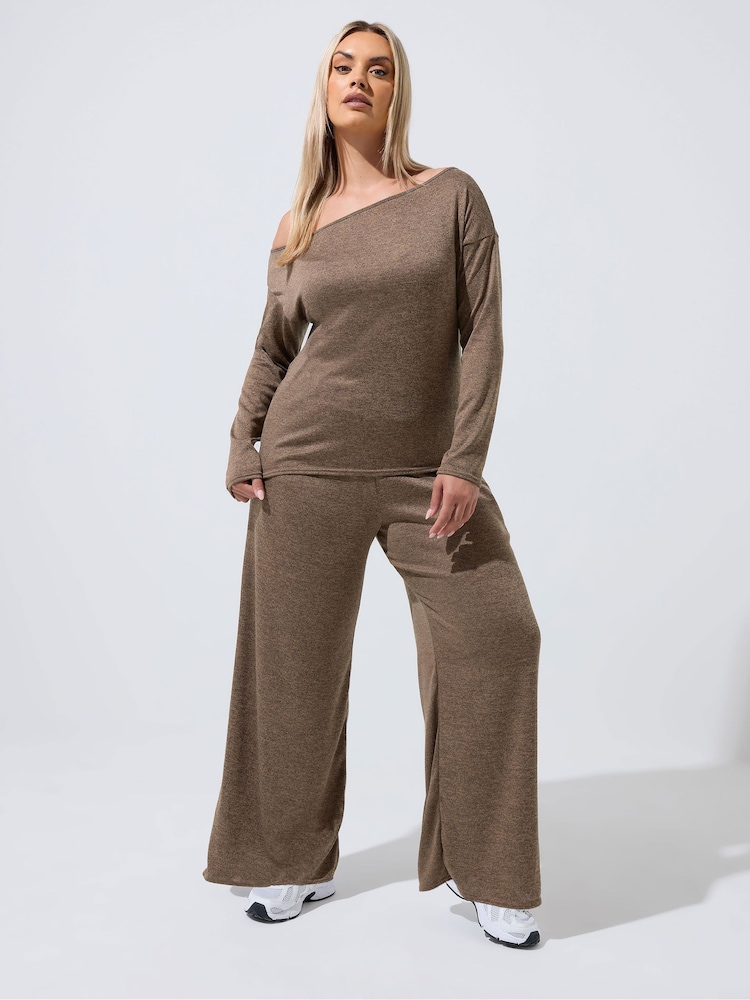 Yours Curve Brown Limited Slouch Trousers - Image 1 of 5