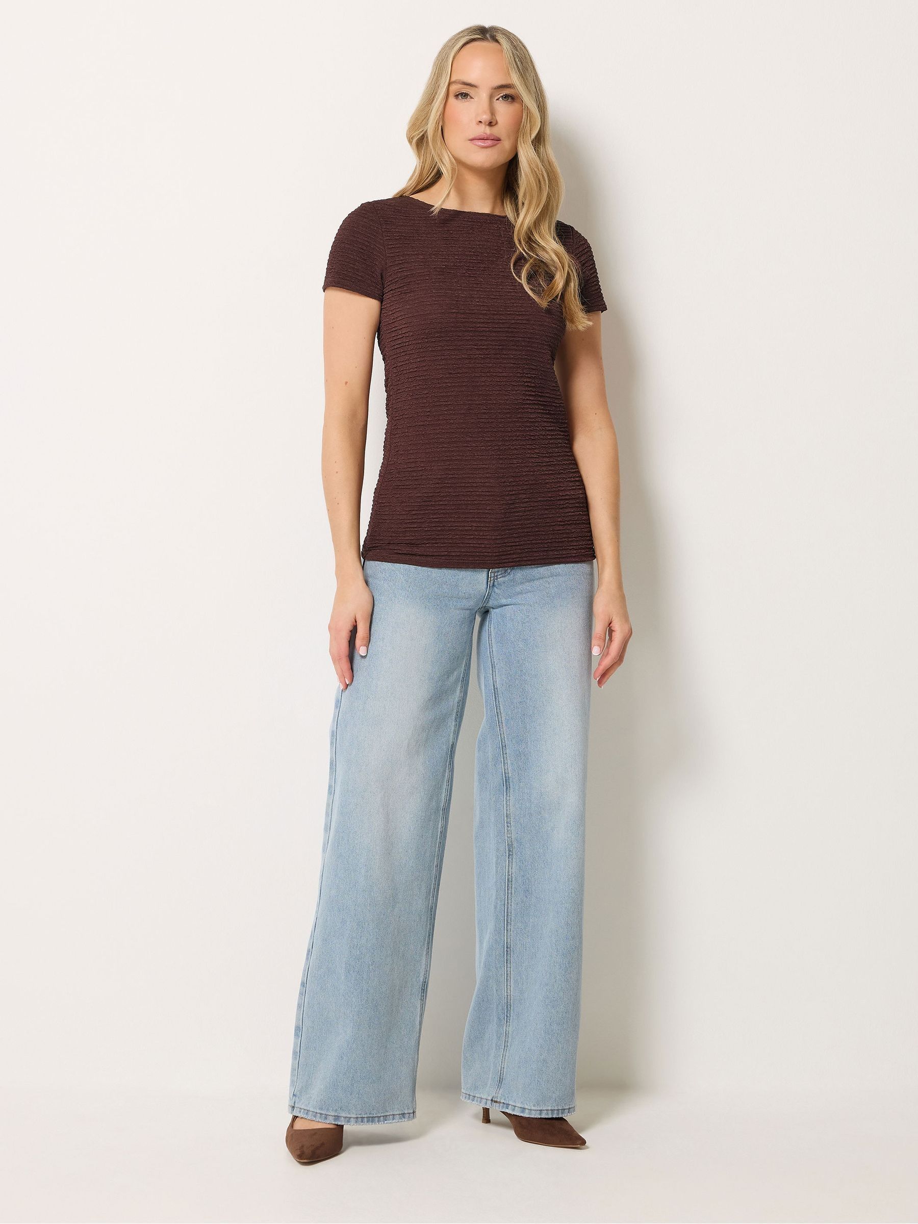 Sally　ダークグレー Buy Long Tall Sally Brown Textured Slash Neck Top from Next South