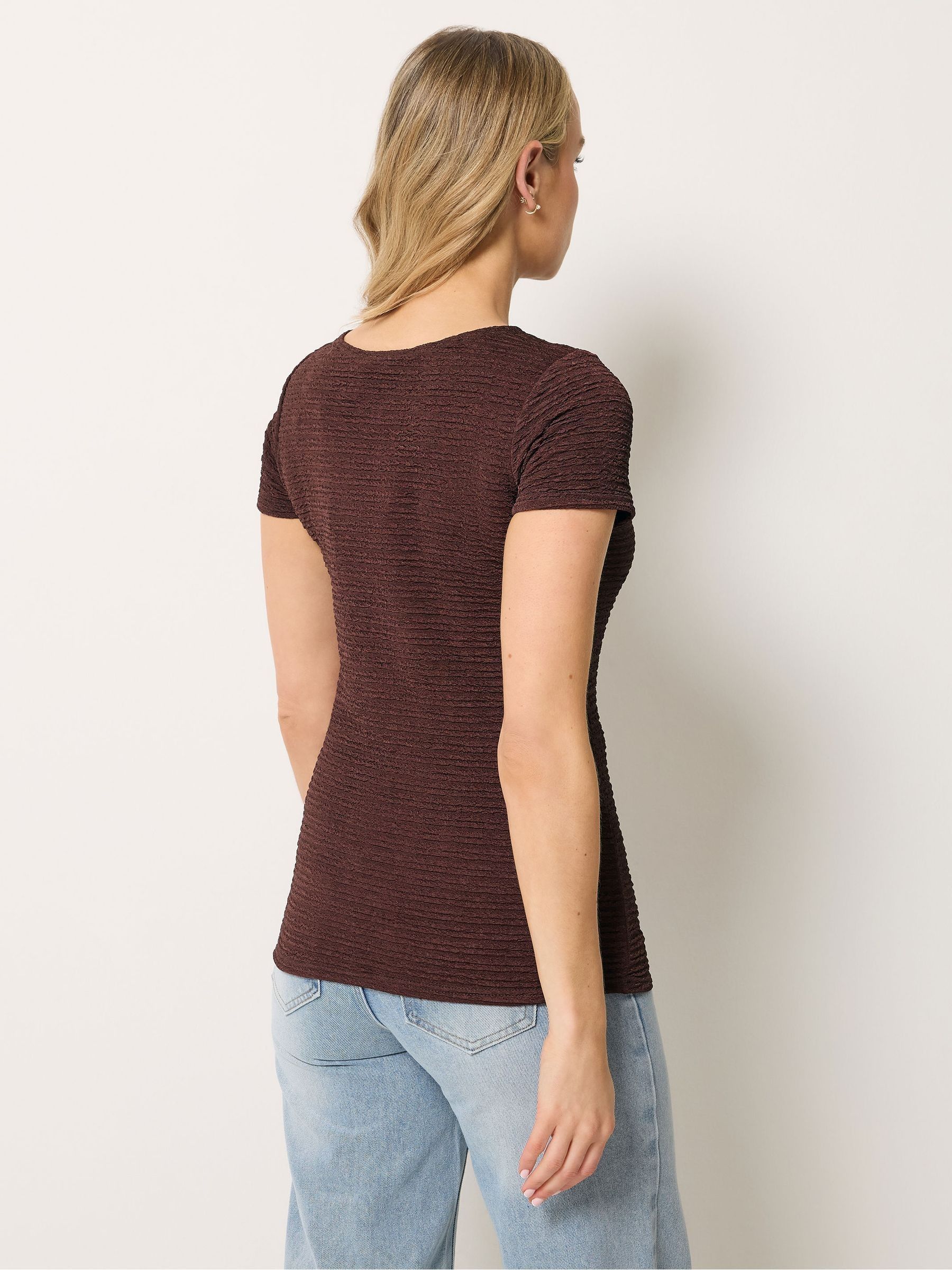 Buy Long Tall Sally Brown Textured Slash Neck Top from Next South