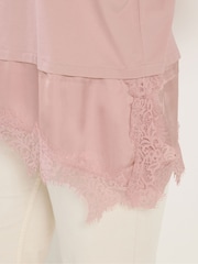 Yours Curve Pink Lace Trim T-Shirt - Image 4 of 5