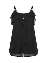 Yours Curve Black Ruffle Vest Top - Image 5 of 5