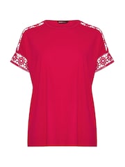 Yours Curve Pink Crochet T-Shirt - Image 5 of 5