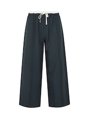 PixieGirl Petite Blue Contrast Waist Pintuck Wide Leg Trousers - Image 5 of 5