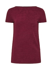 Long Tall Sally Red Textured Slash Neck Top - Image 5 of 5