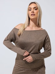 Yours Curve Natural Limited Off Shoulder Slouch Top - Image 1 of 5