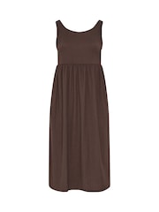Yours Curve Brown Textured Sleeveless Smock Dress - Image 5 of 5