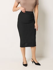 Long Tall Sally Black Textured Midi Skirt - Image 3 of 6