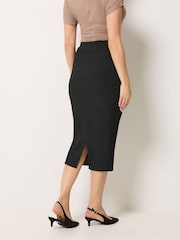 Long Tall Sally Black Textured Midi Skirt - Image 4 of 6
