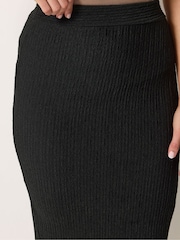 Long Tall Sally Black Textured Midi Skirt - Image 5 of 6
